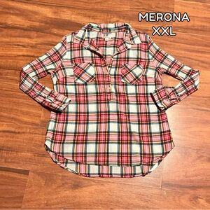 Merona Pink and White Plaid Shirt